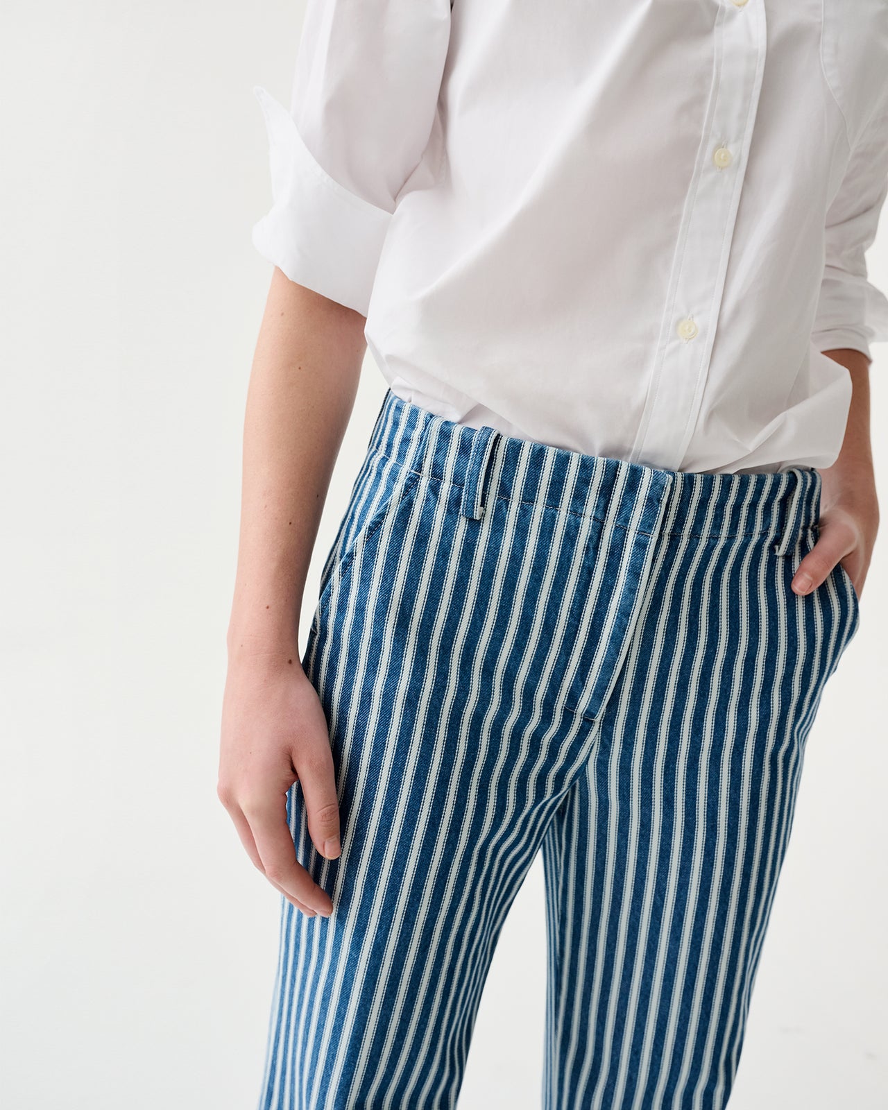 Frankie Pant in Indigo/Multi Stripe Denim