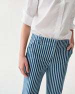 Load image into Gallery viewer, Frankie Pant in Indigo/Multi Stripe Denim
