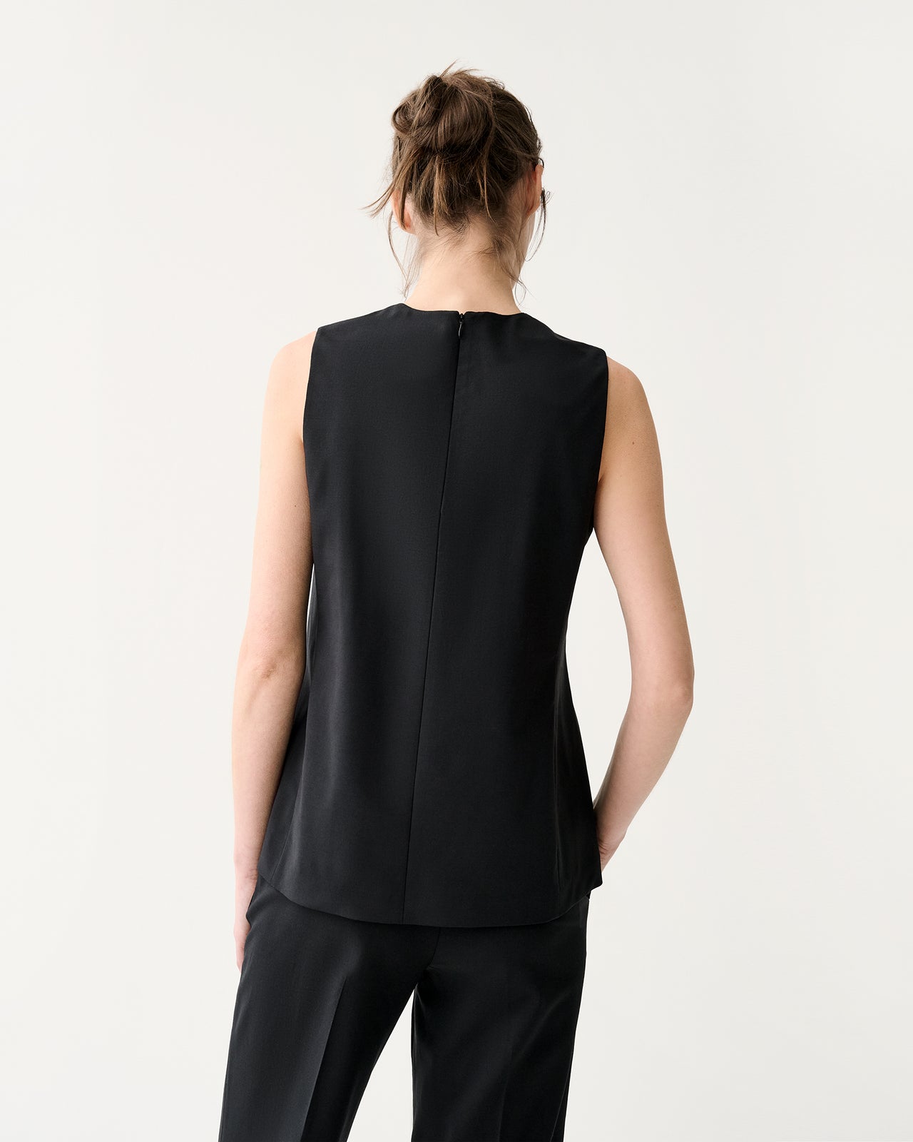 Jo Tunic in Black Bi-Stretch Tropical Wool