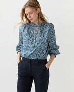 Load image into Gallery viewer, Christine Smocking Top in Blue Emma And Georgina Liberty Fabric
