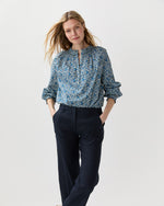 Load image into Gallery viewer, Christine Smocking Top in Blue Emma And Georgina Liberty Fabric
