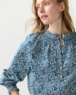 Load image into Gallery viewer, Christine Smocking Top in Blue Emma And Georgina Liberty Fabric
