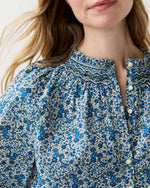 Load image into Gallery viewer, Christine Smocking Top in Blue Emma And Georgina Liberty Fabric
