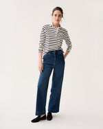 Load image into Gallery viewer, Franny Rugby Polo in Ivory/Navy Heavy Jersey
