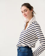 Load image into Gallery viewer, Franny Rugby Polo in Ivory/Navy Heavy Jersey
