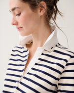 Load image into Gallery viewer, Franny Rugby Polo in Ivory/Navy Heavy Jersey
