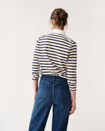 Load image into Gallery viewer, Franny Rugby Polo in Ivory/Navy Heavy Jersey
