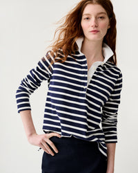 Franny Rugby Polo in Navy/White Heavy Jersey