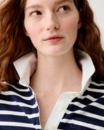 Load image into Gallery viewer, Franny Rugby Polo in Navy/White Heavy Jersey

