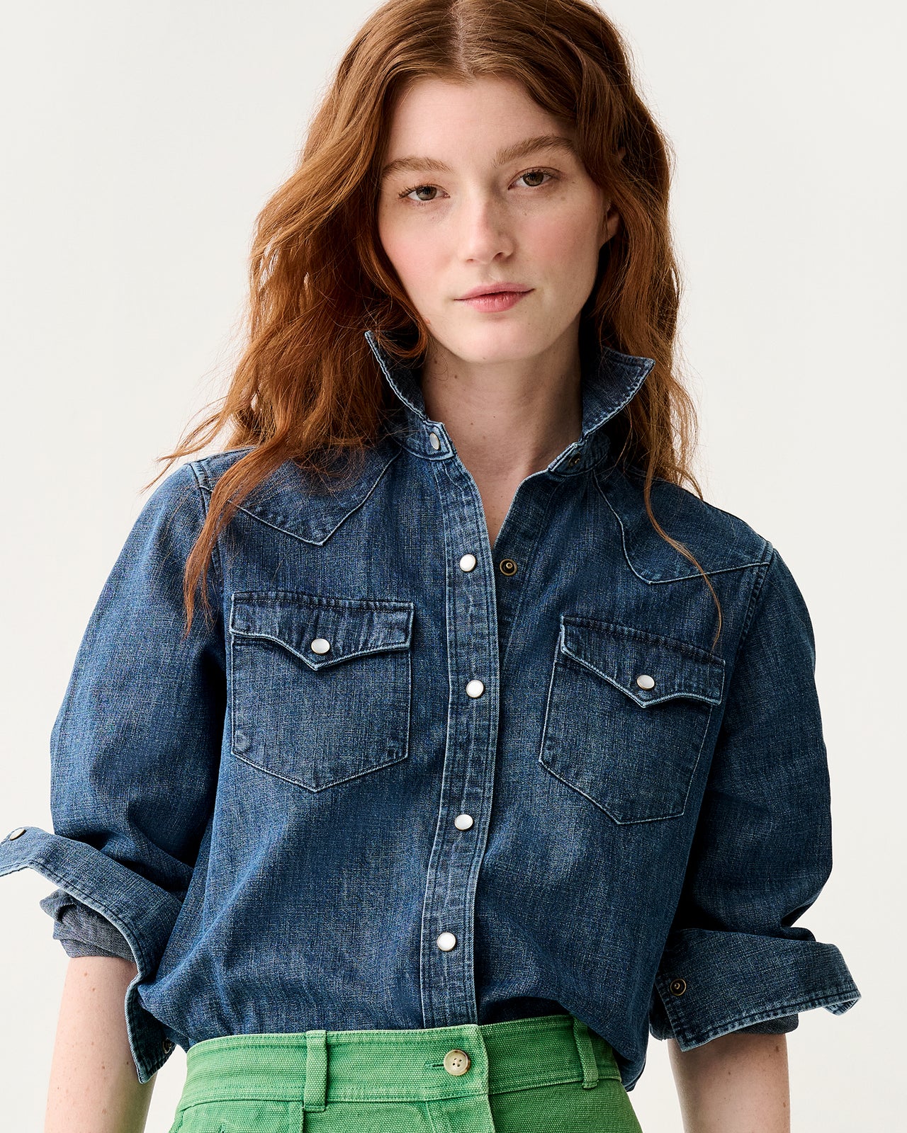 Western Shirt in 3-Year Indigo Lightweight Denim