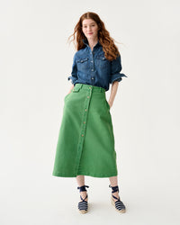 Robin Skirt in Green Stretch Canvas
