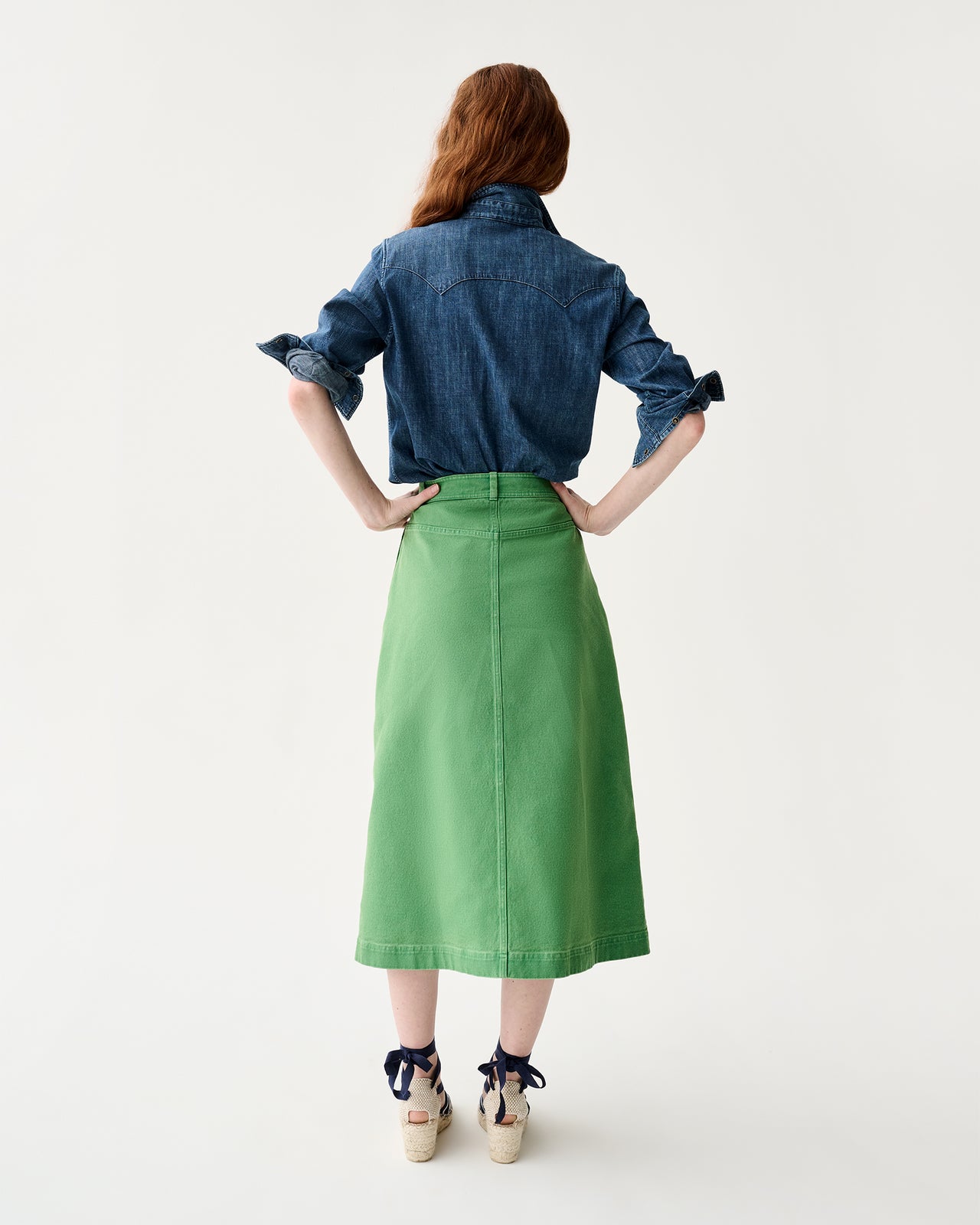 Robin Skirt in Green Stretch Canvas