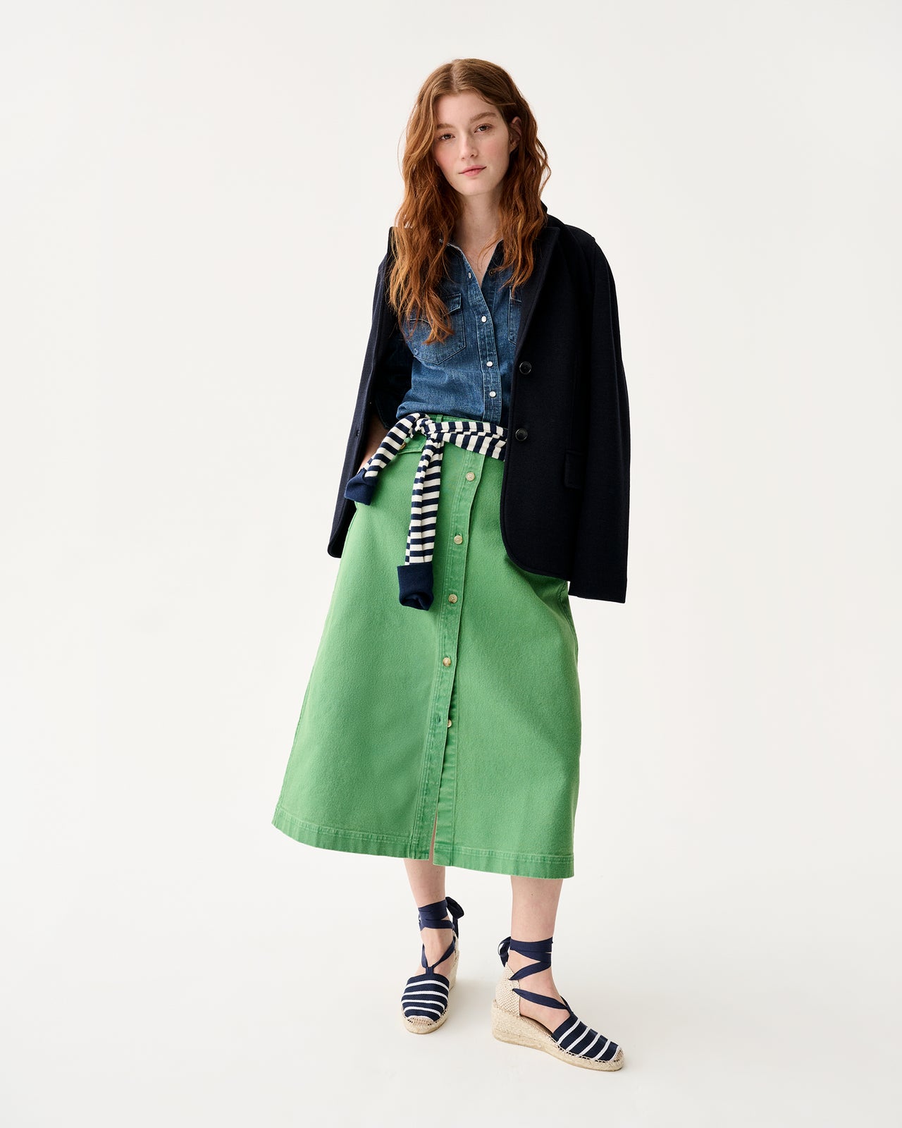 Robin Skirt in Green Stretch Canvas