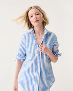Load image into Gallery viewer, Sidney Shirt in Blue/White Awning Stripe Poplin
