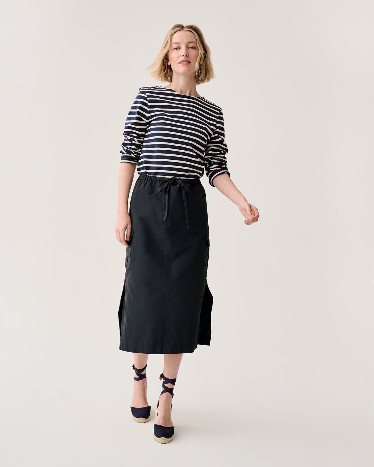 Willa Skirt in Navy Nylon Faille