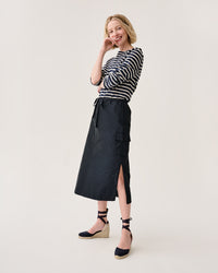 Willa Skirt in Navy Nylon Faille