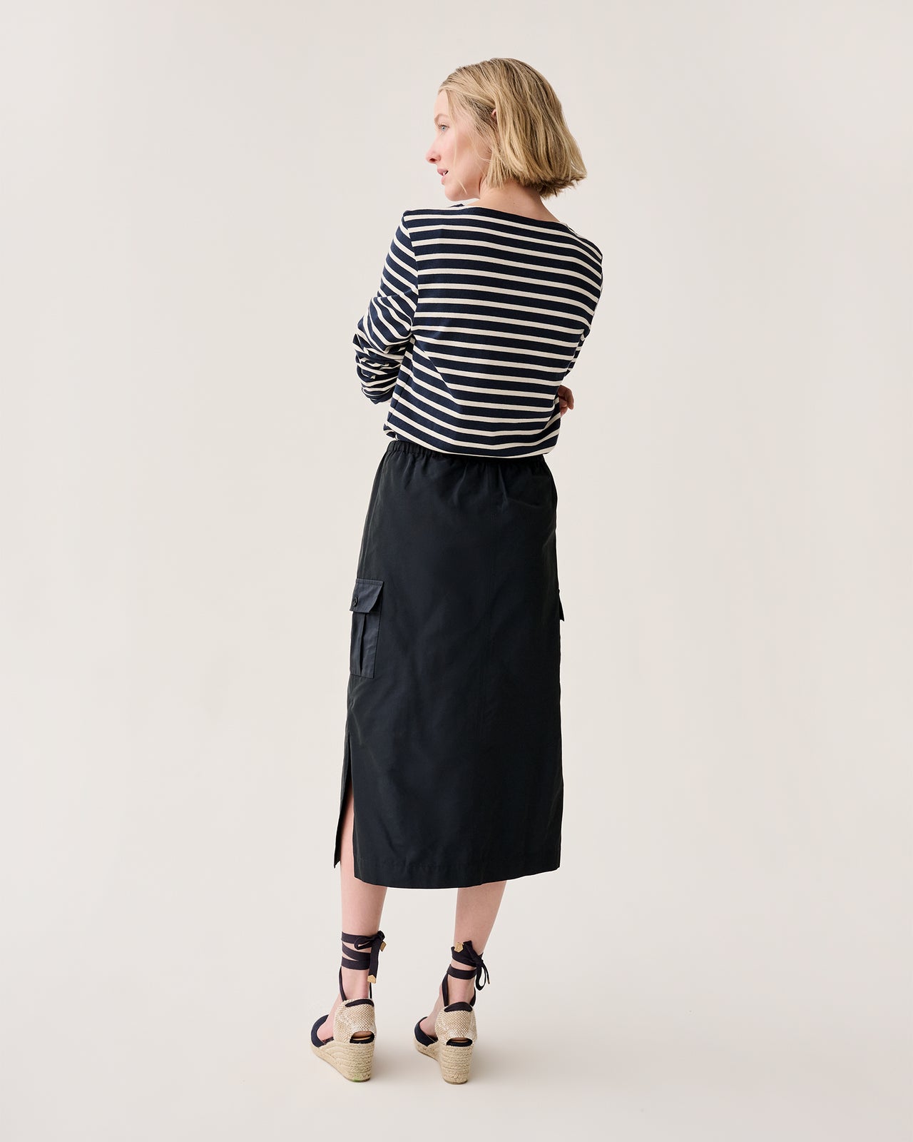 Willa Skirt in Navy Nylon Faille