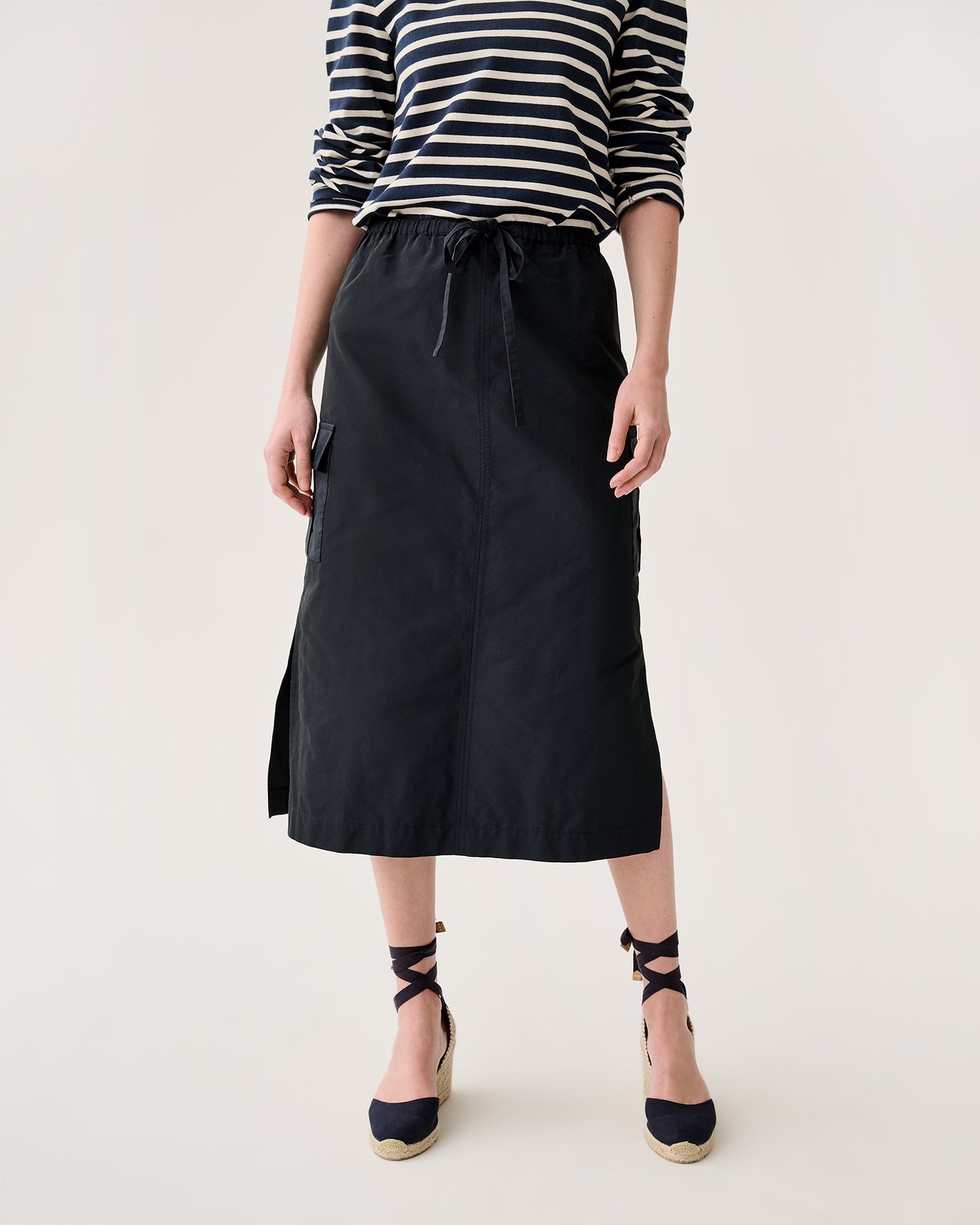 Willa Skirt in Navy Nylon Faille