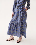 Load image into Gallery viewer, Aba Maxi Dress in Navy/Blue Peony Buds Printed Silk Twill
