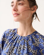 Load image into Gallery viewer, Aba Maxi Dress in Navy/Blue Peony Buds Printed Silk Twill
