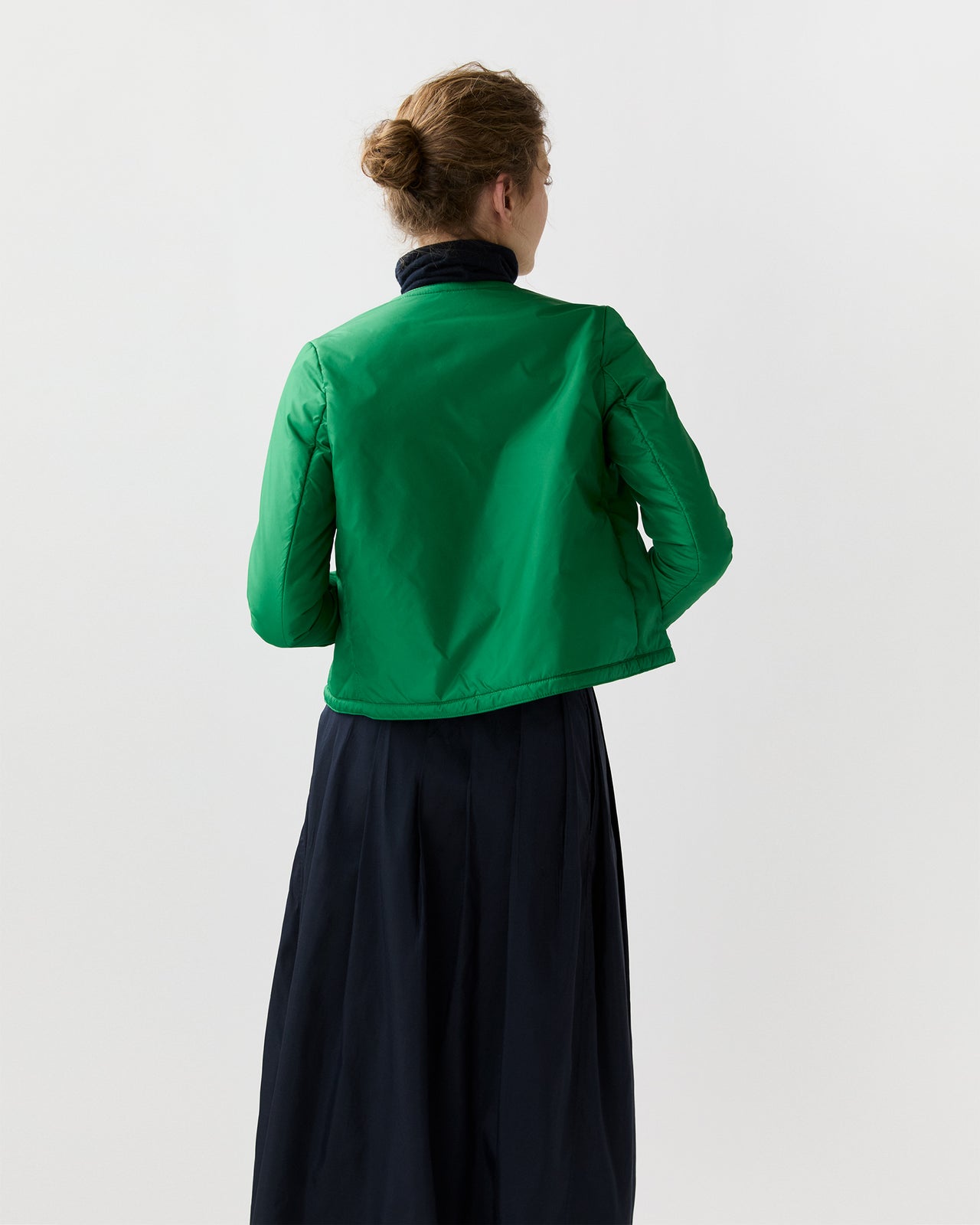 Megan Cashpad Cardigan Jacket in Green Nylon