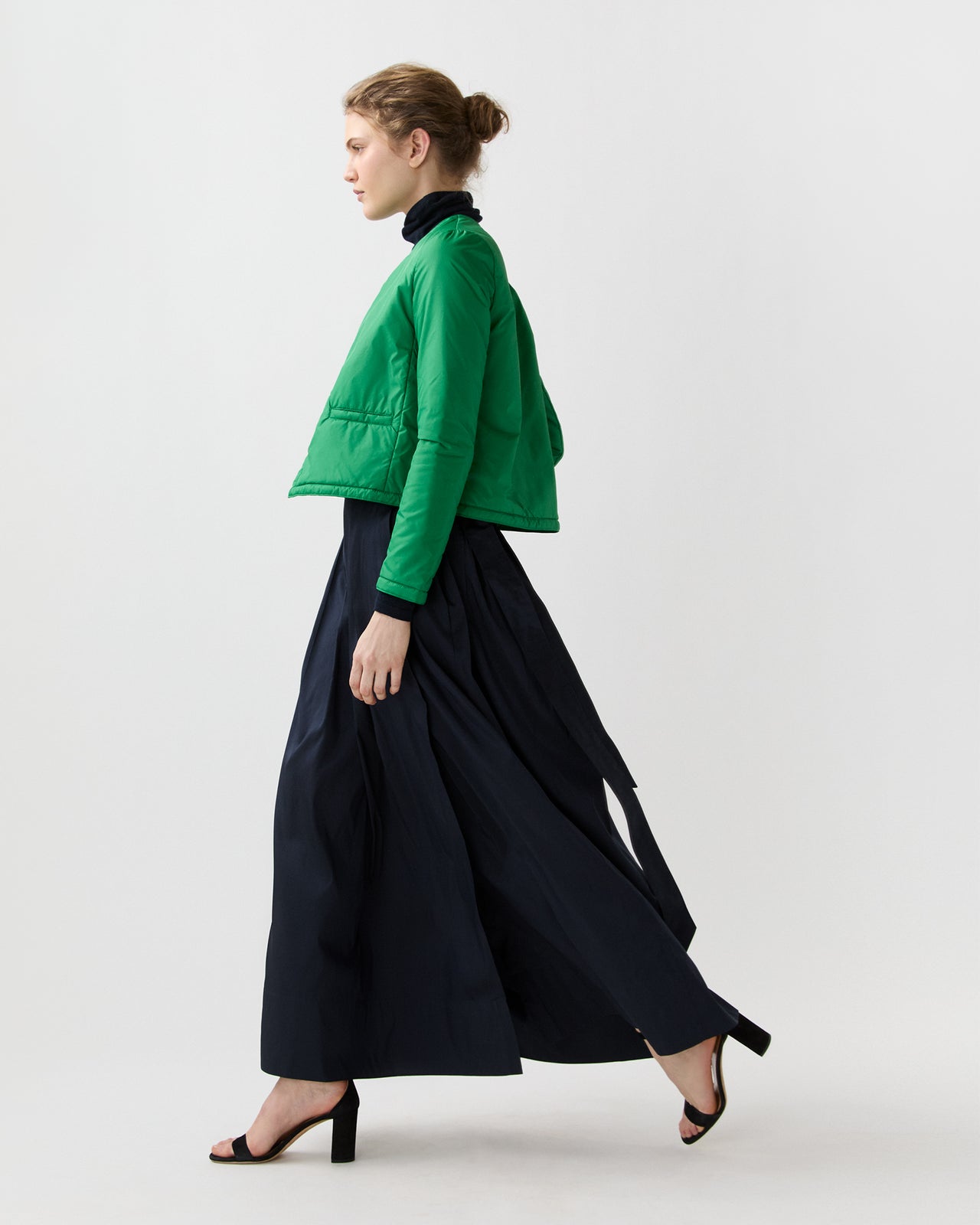 Megan Cashpad Cardigan Jacket in Green Nylon