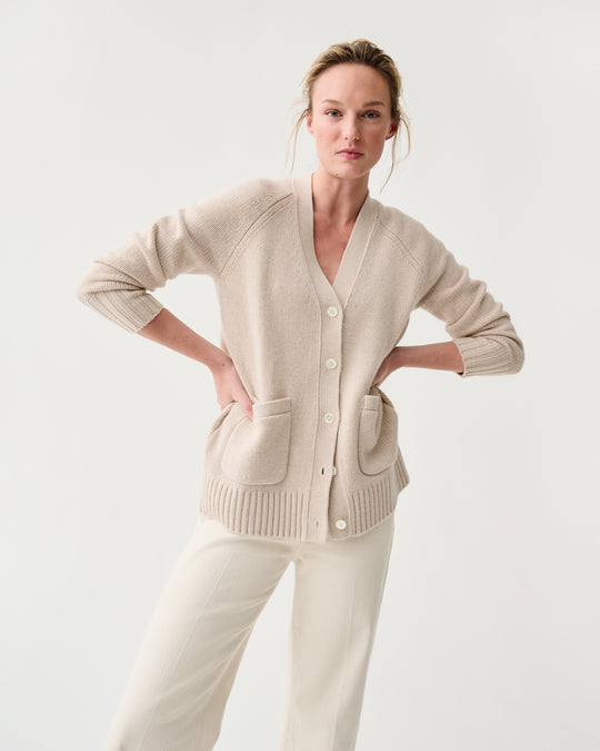 Selma Cardigan in Wheat Cashmere