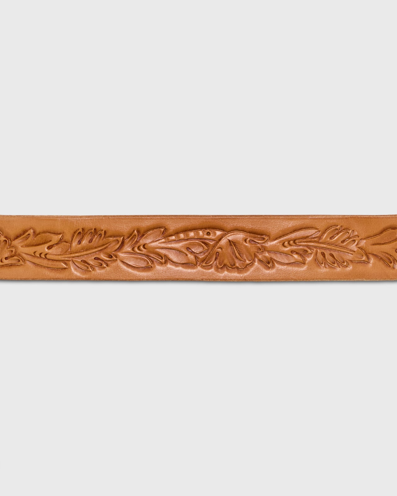 Hand-Tooled Belt in Russet Floral Leather
