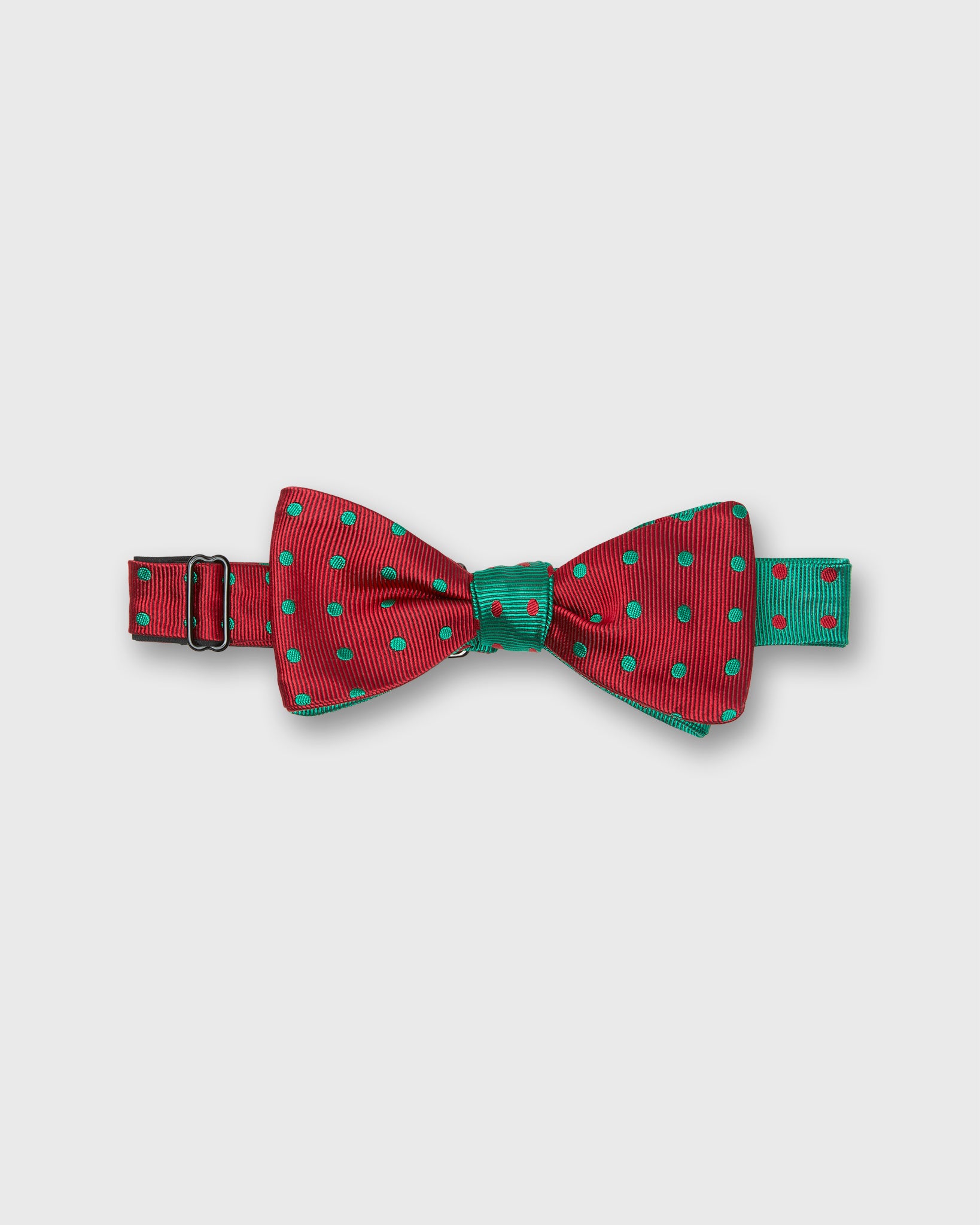 Silk Bow Tie in Red/Green Dots
