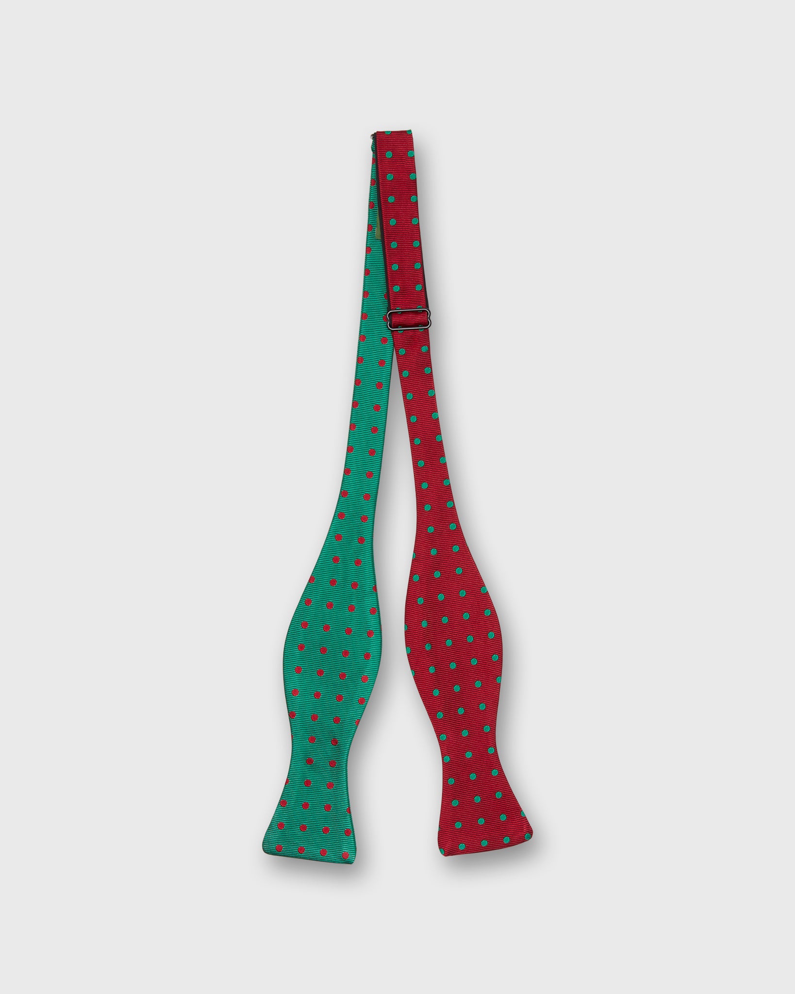 Silk Bow Tie in Red/Green Dots
