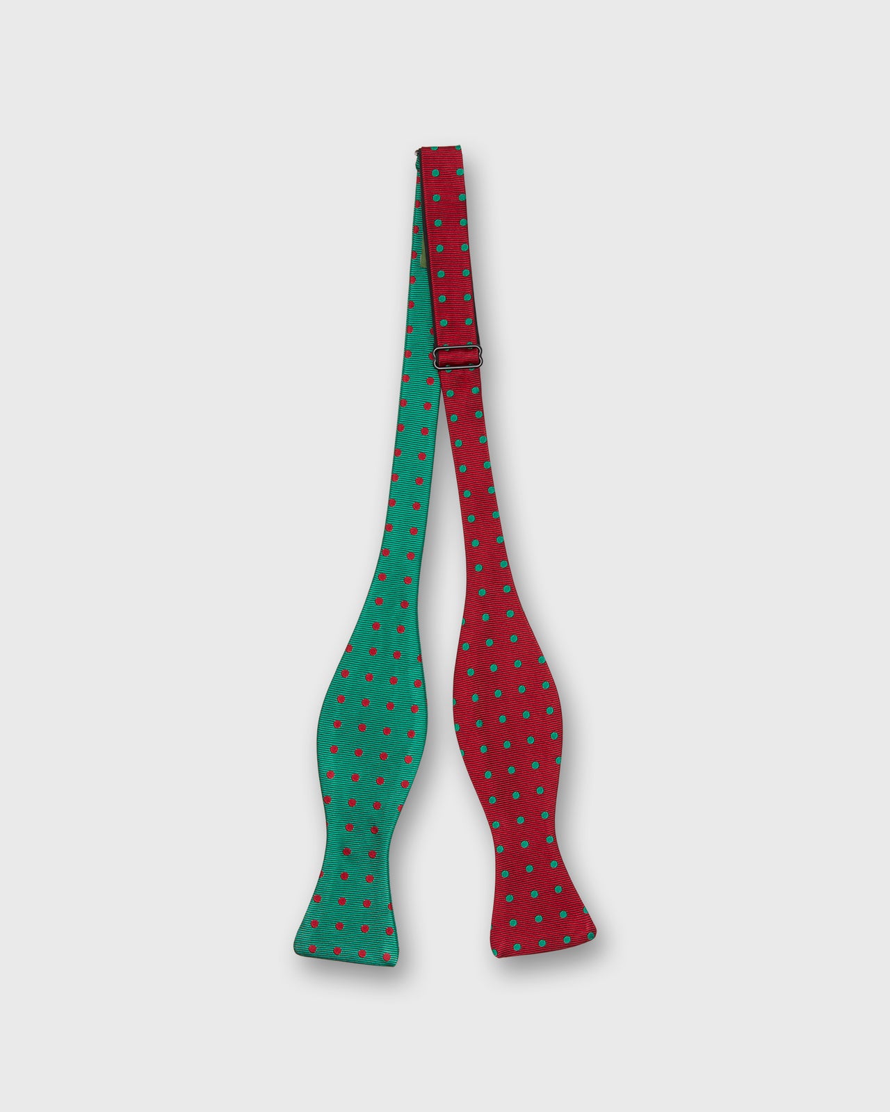 Silk Bow Tie in Red/Green Dots