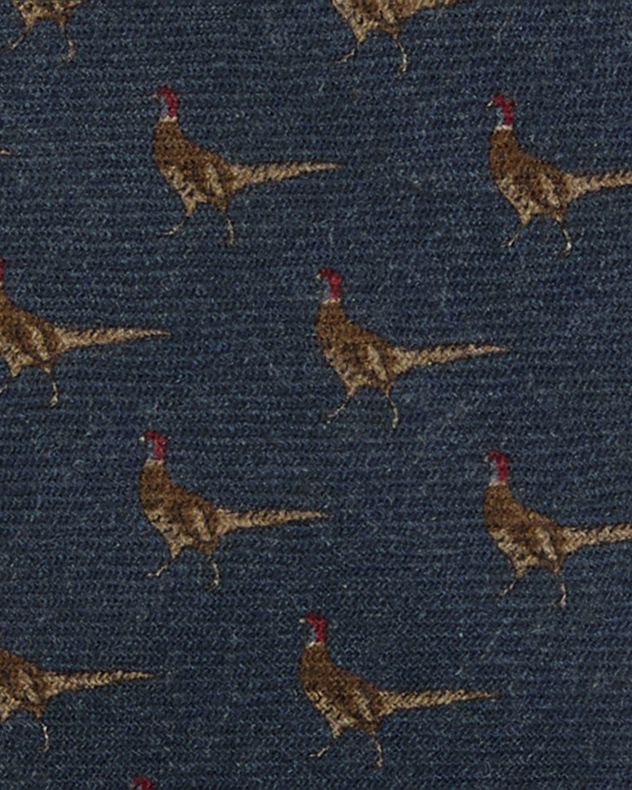Wool Print Tie in Char Blue Pheasant