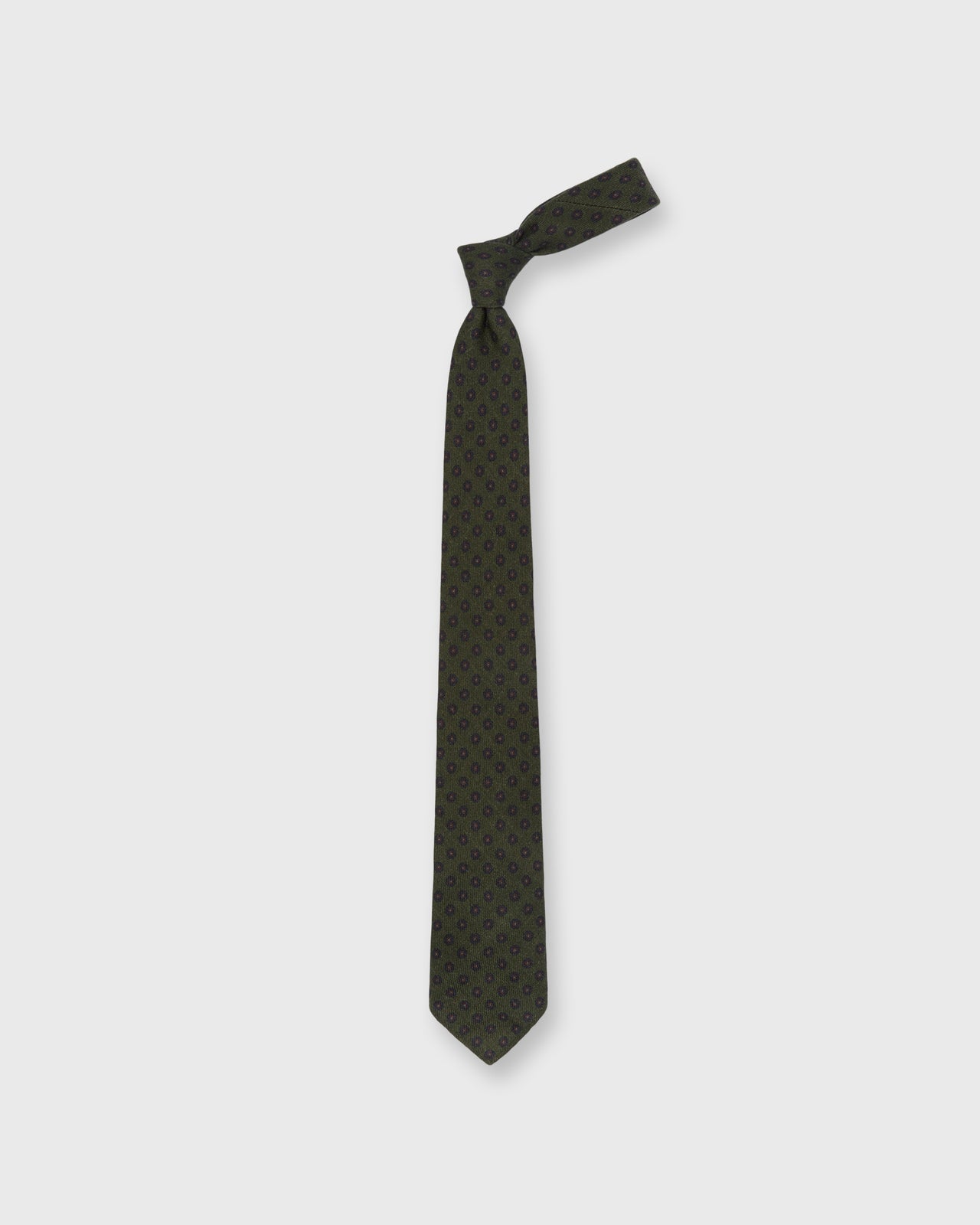 Wool Print Tie in Fern/Navy/Rust Flower