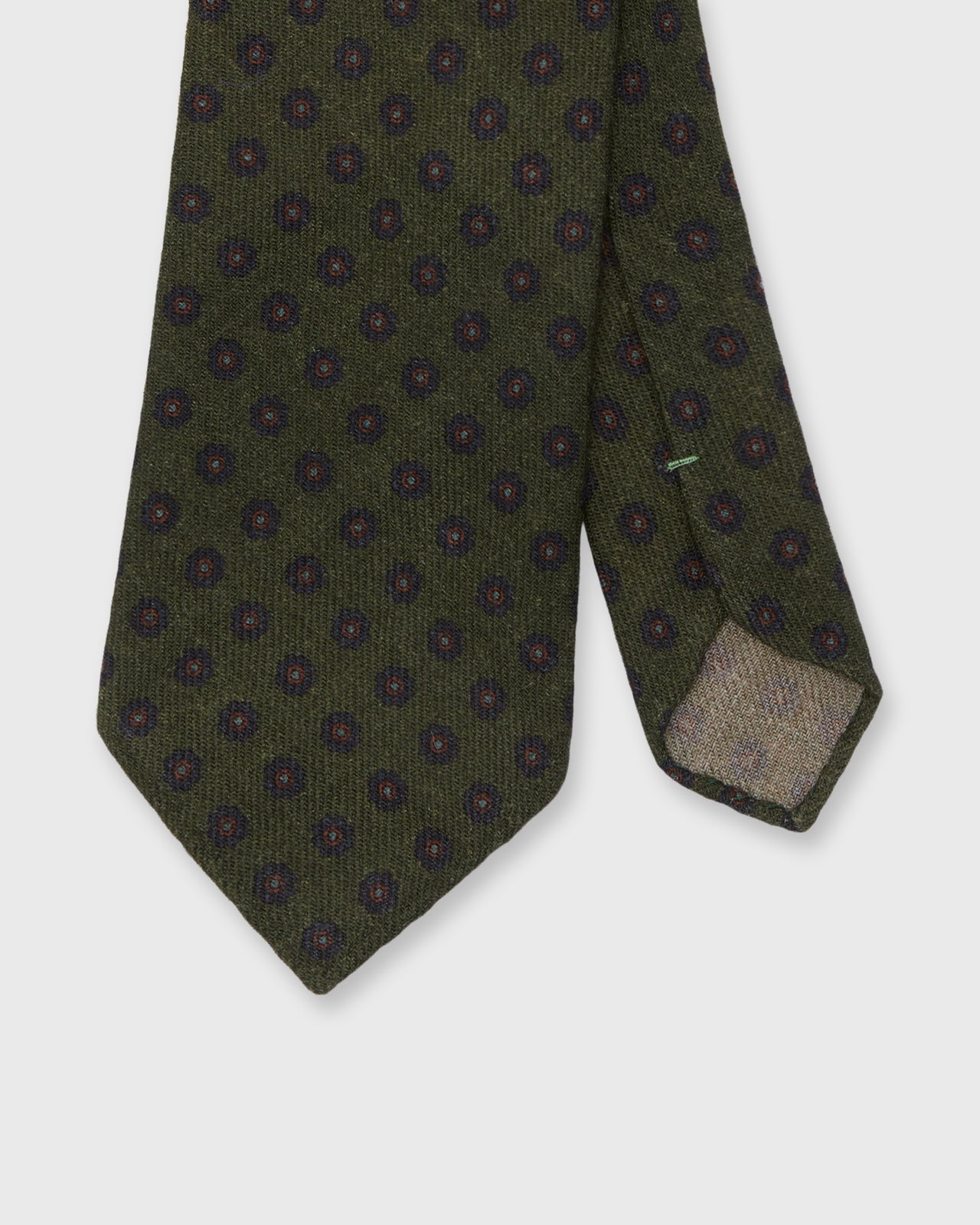 Wool Print Tie in Fern/Navy/Rust Flower