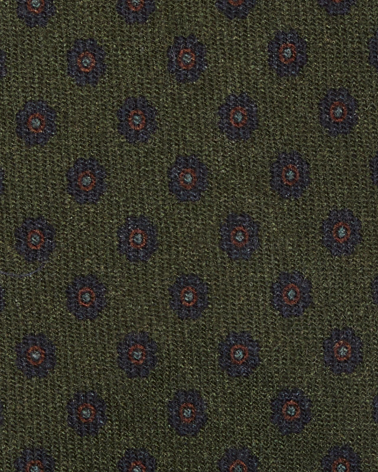 Wool Print Tie in Fern/Navy/Rust Flower