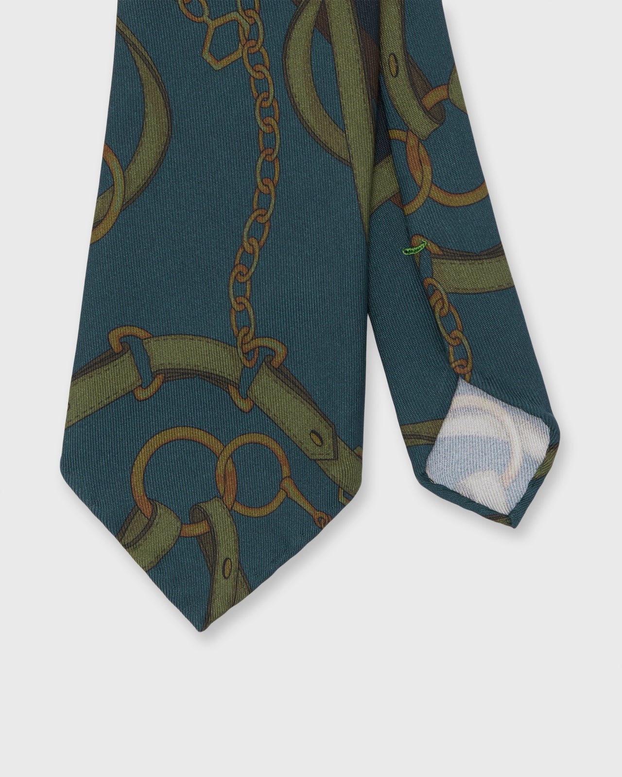 Silk Print Tie in Green/Brown Equestrian
