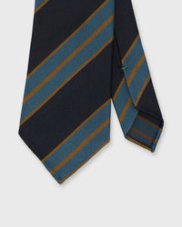 Silk Woven Tie in Navy/Dusty Blue/Orange Stripe