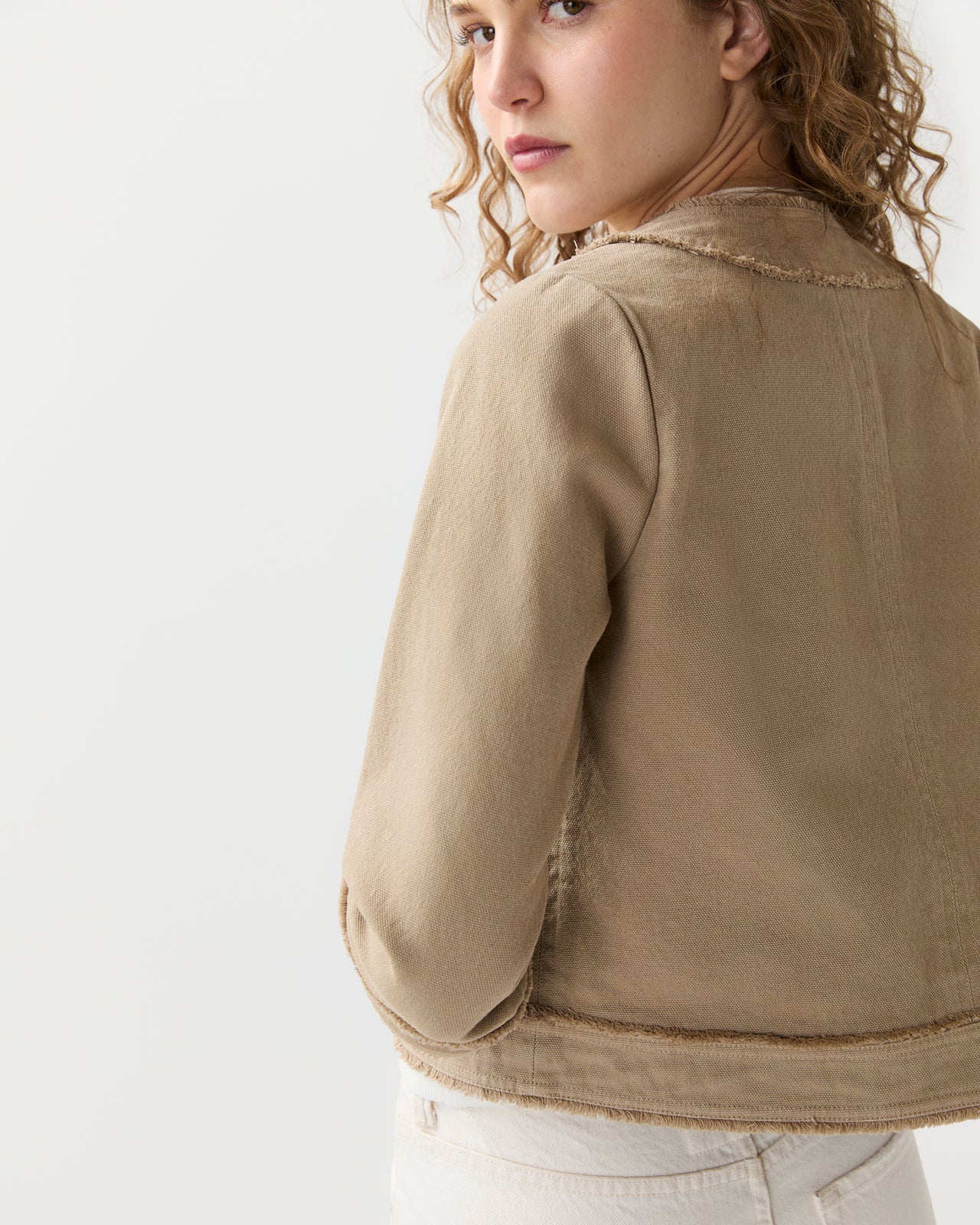 Kiki Jacket in Khaki Stretch Canvas