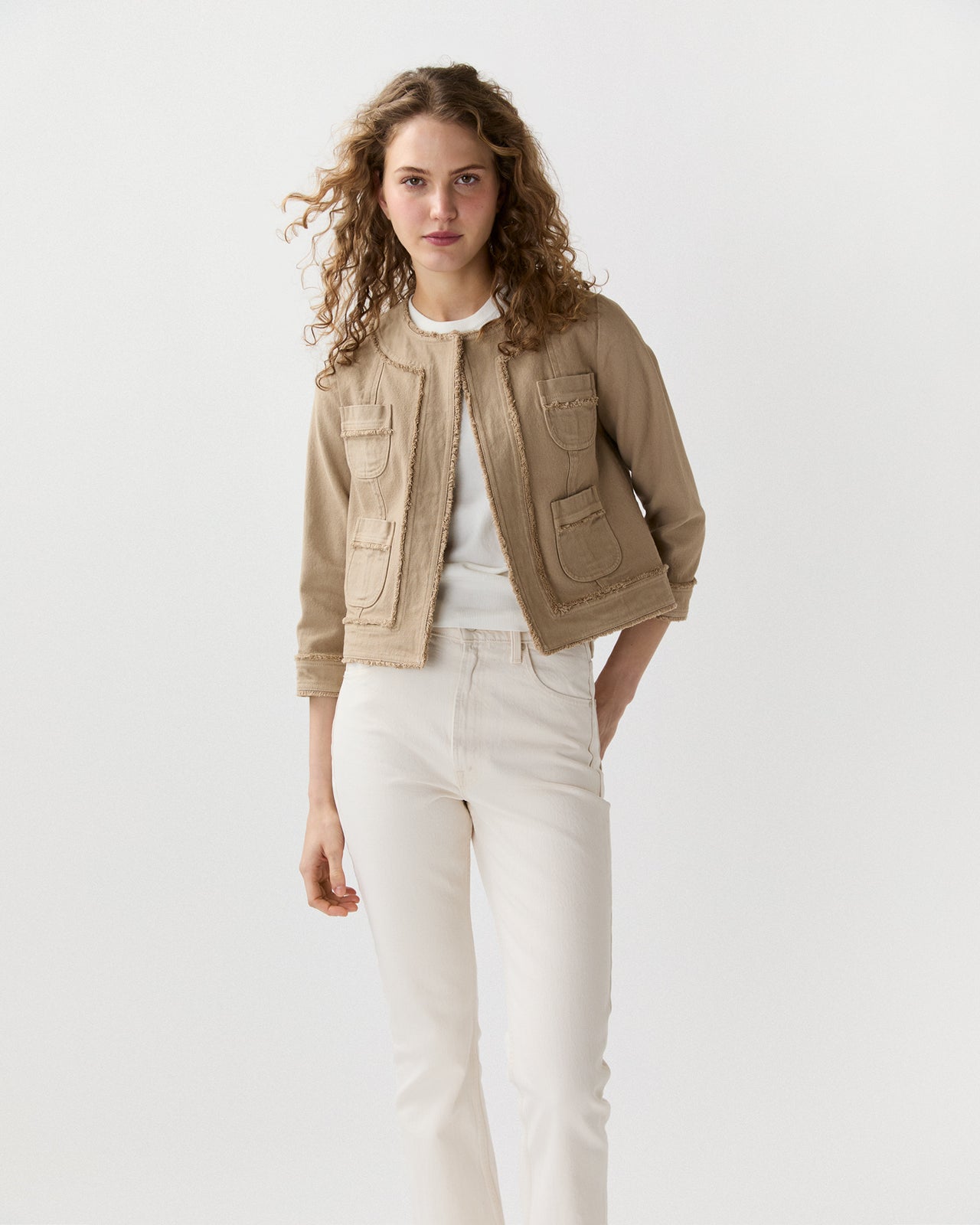 Kiki Jacket in Khaki Stretch Canvas | Shop Ann Mashburn