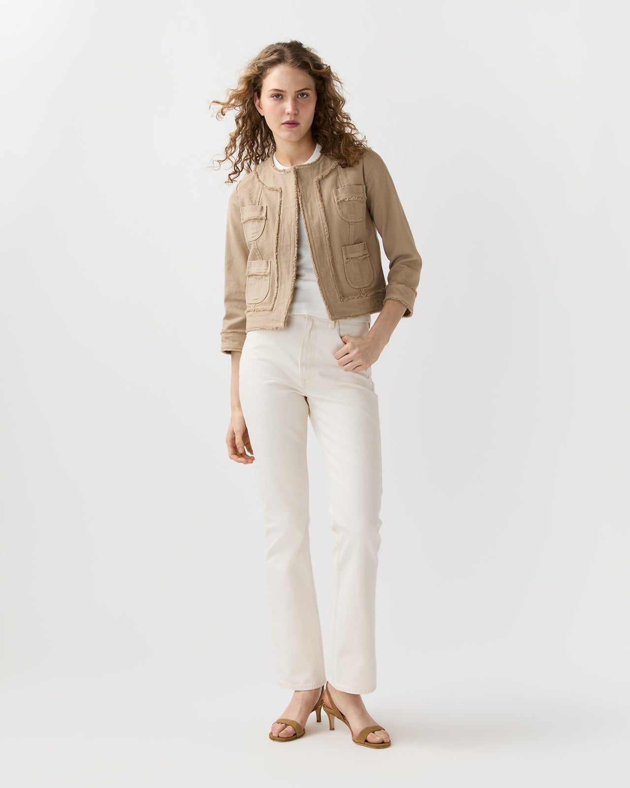 Kiki Jacket in Khaki Stretch Canvas