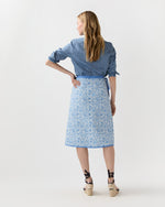 Load image into Gallery viewer, Quilted Adley Wrap Skirt in Green/Blue Sambourne Liberty Fabric
