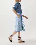 Load image into Gallery viewer, Quilted Adley Wrap Skirt in Green/Blue Sambourne Liberty Fabric
