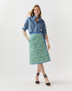 Load image into Gallery viewer, Quilted Adley Wrap Skirt in Green/Blue Sambourne Liberty Fabric
