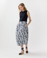 Load image into Gallery viewer, Belle Skirt in Navy/Pearl Floral Matelassé

