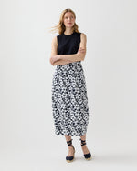 Load image into Gallery viewer, Belle Skirt in Navy/Pearl Floral Matelassé
