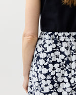 Load image into Gallery viewer, Belle Skirt in Navy/Pearl Floral Matelassé
