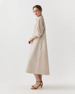 Load image into Gallery viewer, Cadie Dress in Sand Paperweight Stretch Poplin
