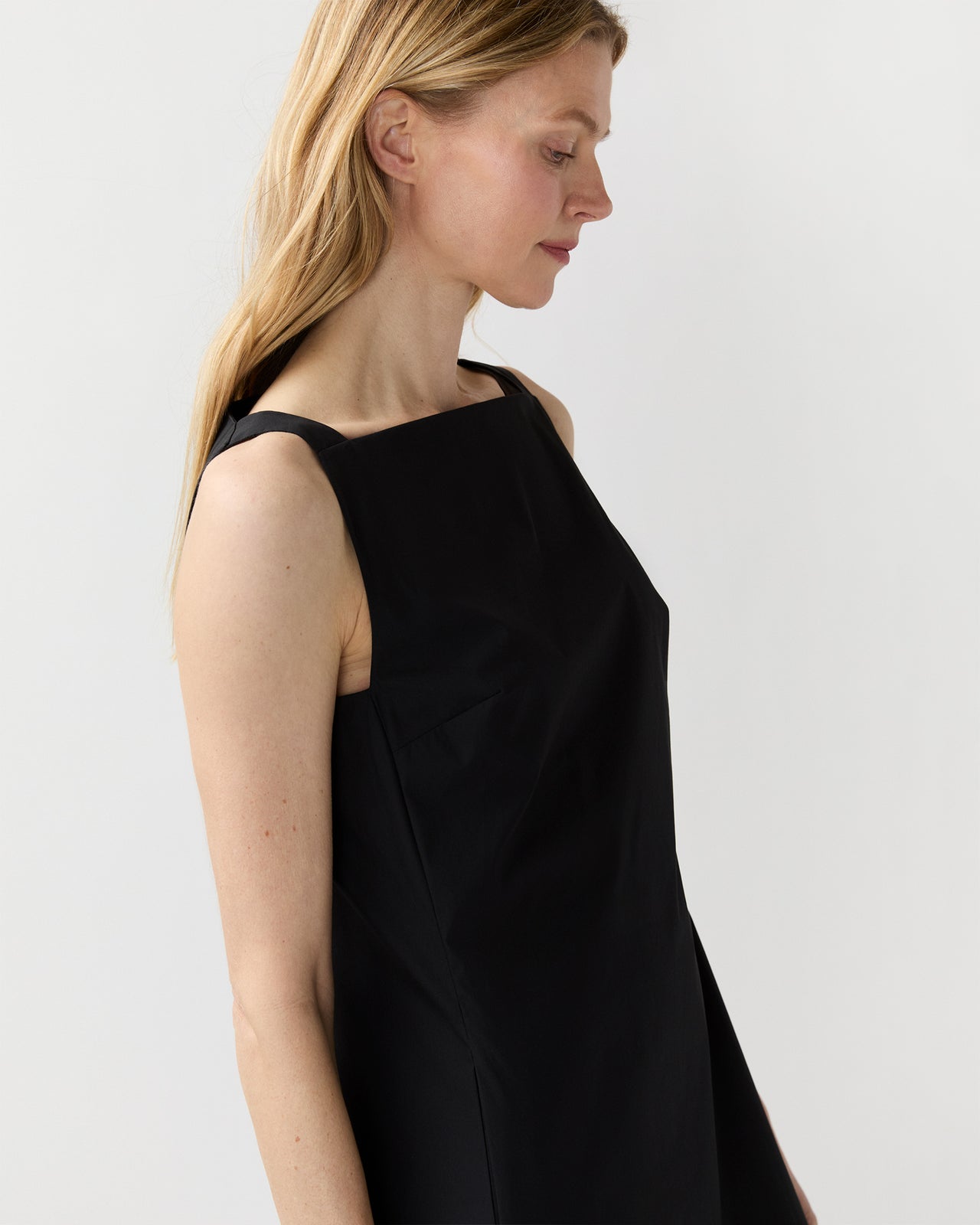 Rosalind Dress in Black Cotton/Nylon Poplin