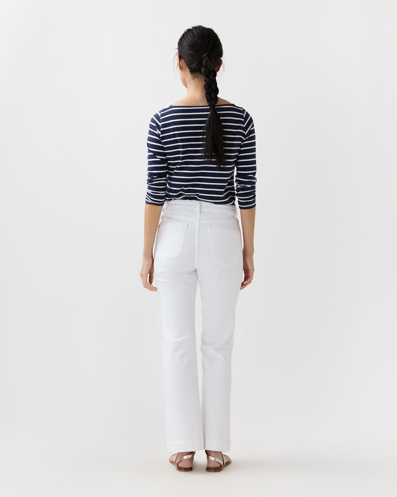 Kendall Flare 5-Pocket Jean in White Stretch Denim