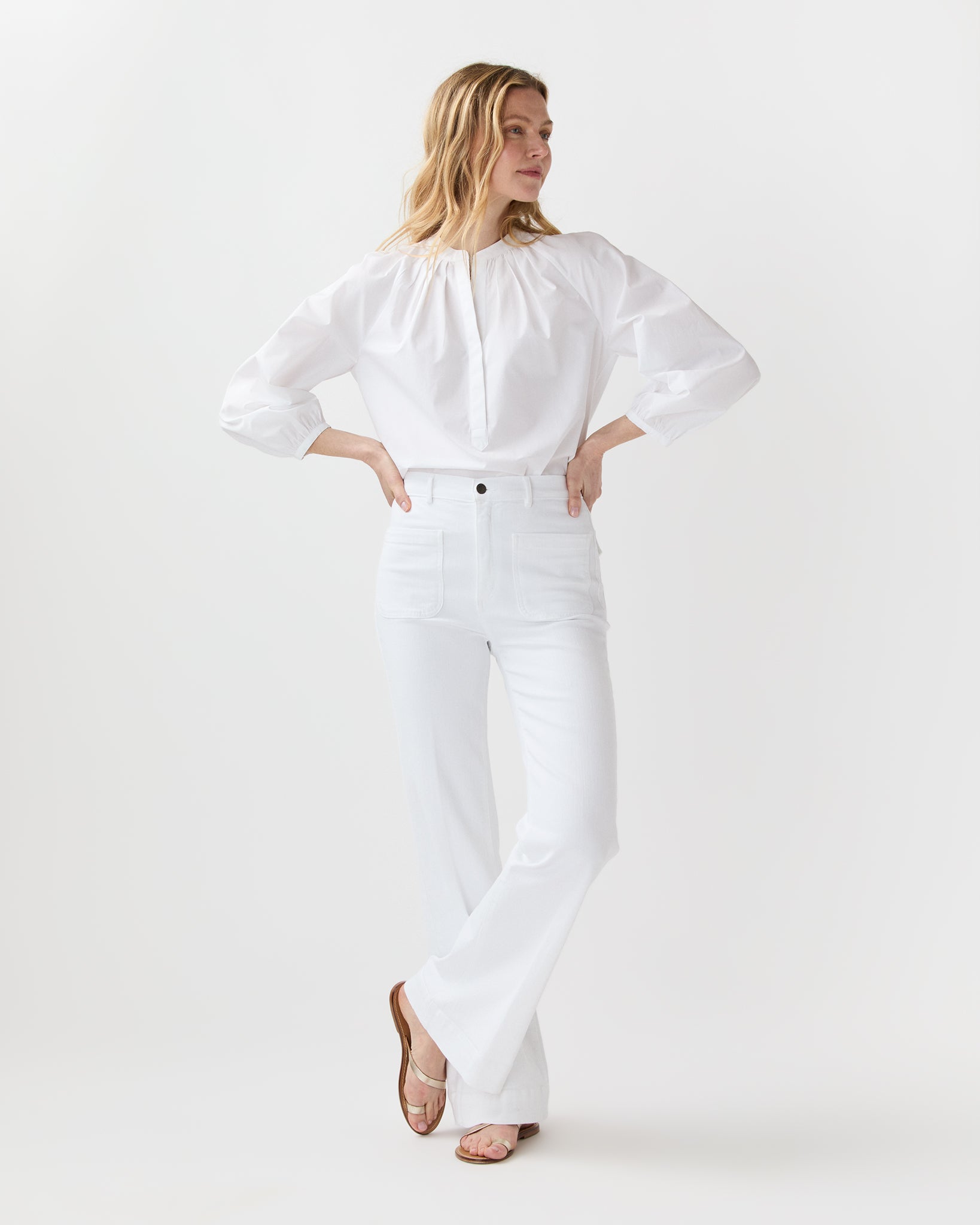 Camille Patch-Pocket Jean in White Stretch Denim | Shop Ann Mashburn
